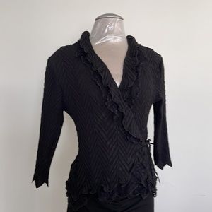 Komarov wrap top black Made in USA size L New without tags